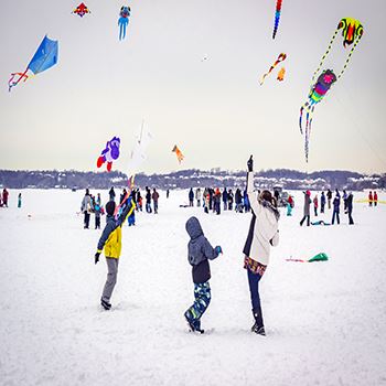 Kids flying kites 