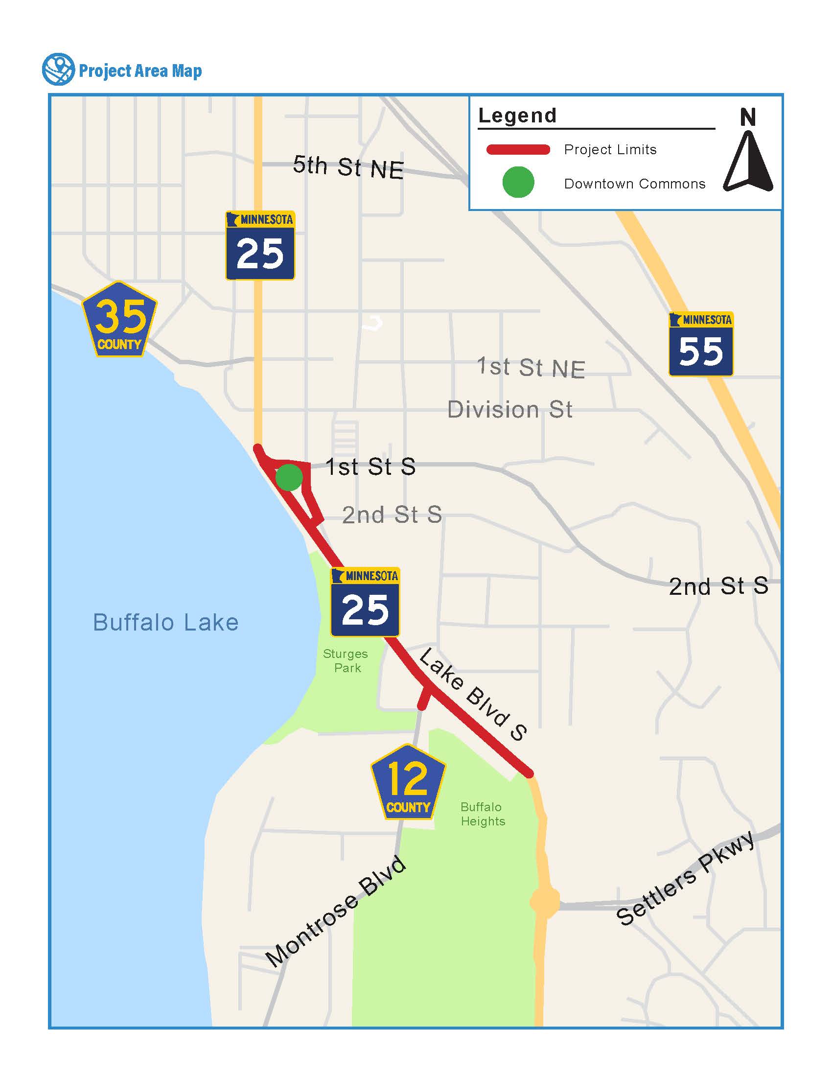 Highway 25 South Reconstruction Map