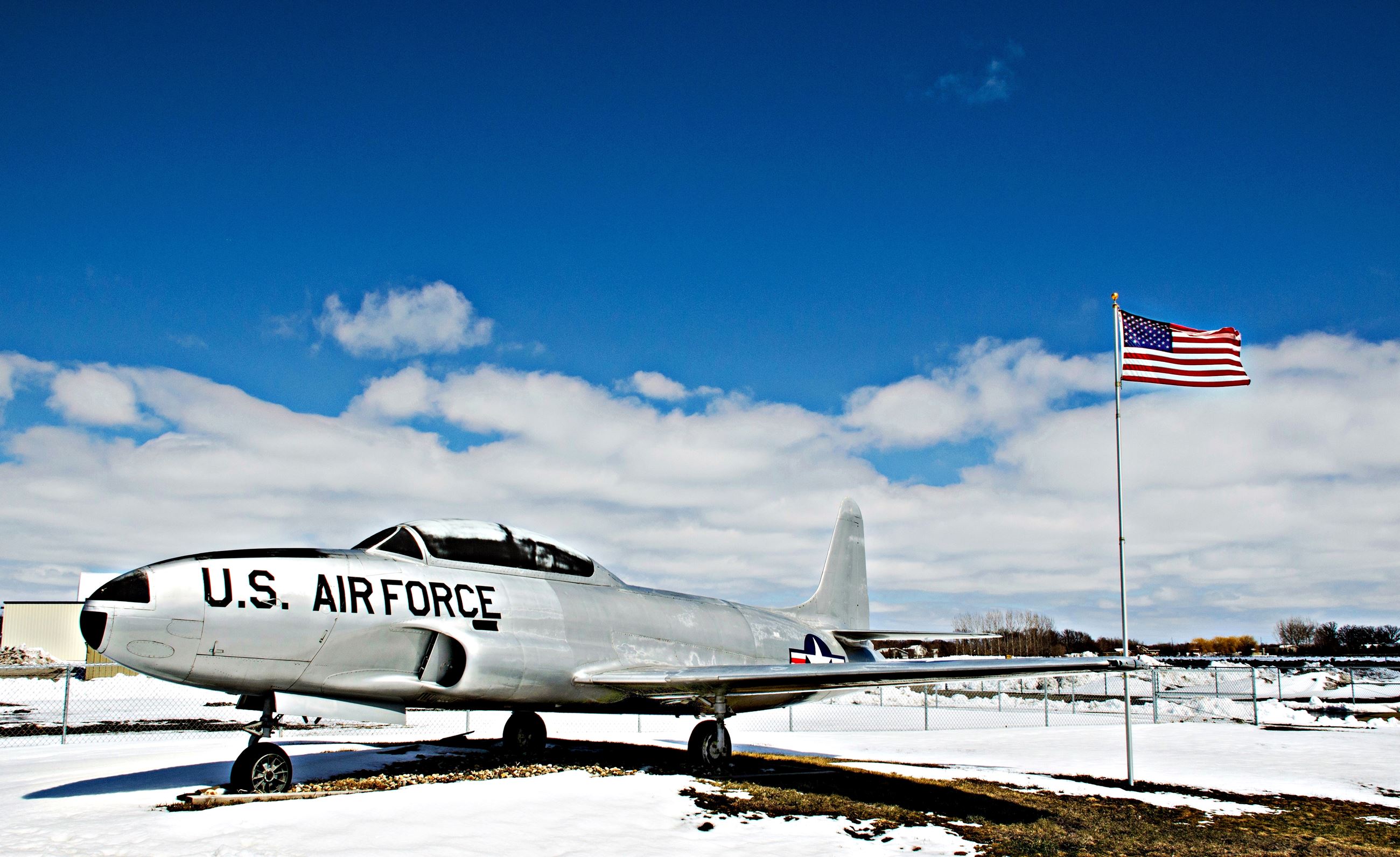 Air Force T-33 Fighter Jet (decommissioned) in the winter